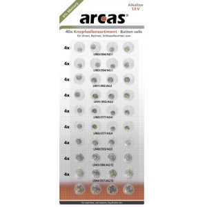Arcas | AG Set (8xAG1, 8xAG3, 8xAG4, 8xAG13, 4xAG5, 4xAG12) | Alkaline Button Cell | 40 pc(s)